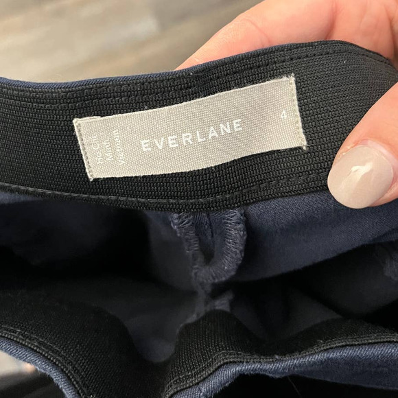 Everlane women's side zip straight leg stretch pants size 4 navy blue Cotton - Picture 6 of 8